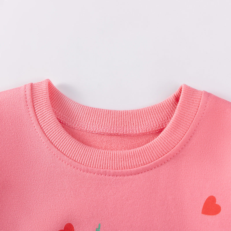 Spring and Autumn Girls Hearts and Christmas Tree Pattern Long Sleeves